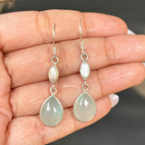 Aqua Chalcedony & Mother of Pearl Silver Earring