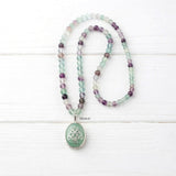Aqua Chalcedony & Multi Fluorite Silver Necklace