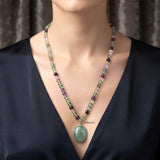 Aqua Chalcedony & Multi Fluorite Silver Necklace