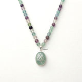 Aqua Chalcedony & Multi Fluorite Silver Necklace