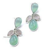 Aqua Chalcedony & Rose Quartz Silver Earring