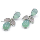 Aqua Chalcedony & Rose Quartz Silver Earring