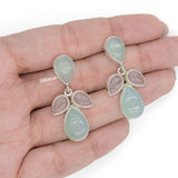 Aqua Chalcedony & Rose Quartz Silver Earring