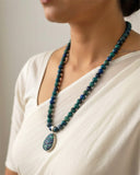 Azurite & Druzy Silver Necklace