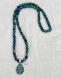 Azurite & Druzy Silver Necklace