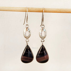 Banded Onyx Silver Earring