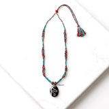 Banded Onyx Silver Threaded Necklace