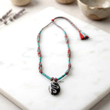 Banded Onyx Silver Threaded Necklace