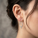 Ethnic silver hoop earrings boho tribal design