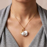 gold plated pearl swan pendant necklace