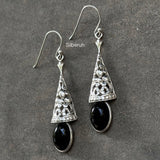 Bell Filigree Black Onyx Silver Earring