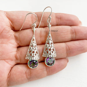 Bell Filigree Mystic Topaz Silver Earring