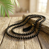 Black Agate Japa Mala with 108 natural gemstone beads