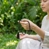Handcrafted Black Agate meditation mala for mantra chanting