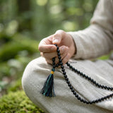Natural Black Agate prayer beads for yoga and mindfulness