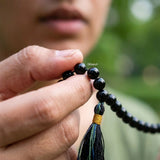 Traditional 108 bead Black Agate Japa Mala necklace