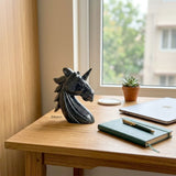 Natural Black Aventurine unicorn head carving for crystal collectors