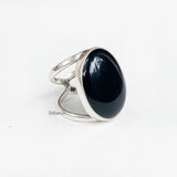 Black Onyx Adjustable Silver Ring