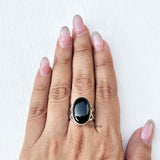 Elegant Black Onyx Stone Ring in 92.5 Silver