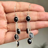 Dangle Black Onyx Earrings in Sterling Silver – Silberuh
