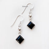 Black Onyx Diamond Silver Earring