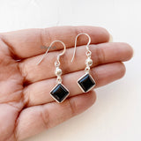 Black Onyx Diamond Silver Earring