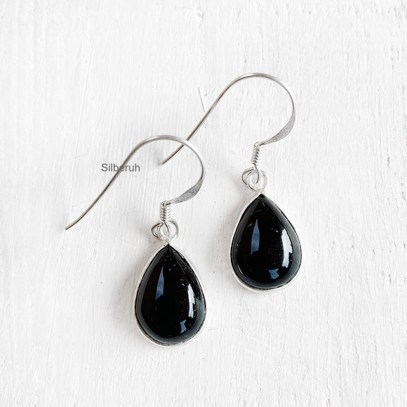 Black Onyx Drop Silver Earring