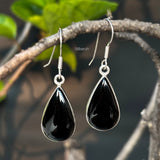 Black Onyx Drop Silver Earring