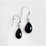 Black Onyx Drop Silver Earring