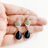 Black Onyx Evil Eye Silver Earring