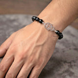 925 silver Black Onyx Hamsa gemstone bracelet