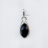 Black Onyx Knot Marquise Silver Pendant