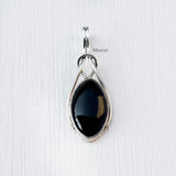 Black Onyx Knot Marquise Silver Pendant