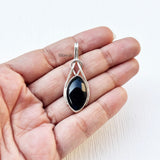 Black Onyx Knot Marquise Silver Pendant