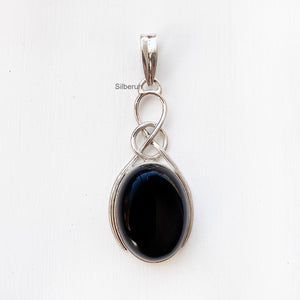 Black Onyx Knot Silver Pendant