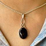 Black Onyx Knot Silver Pendant