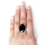 Black Onyx Knotted Silver Ring