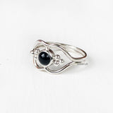 Black Onyx Lip Silver Ring