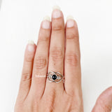 Black Onyx Lip Silver Ring