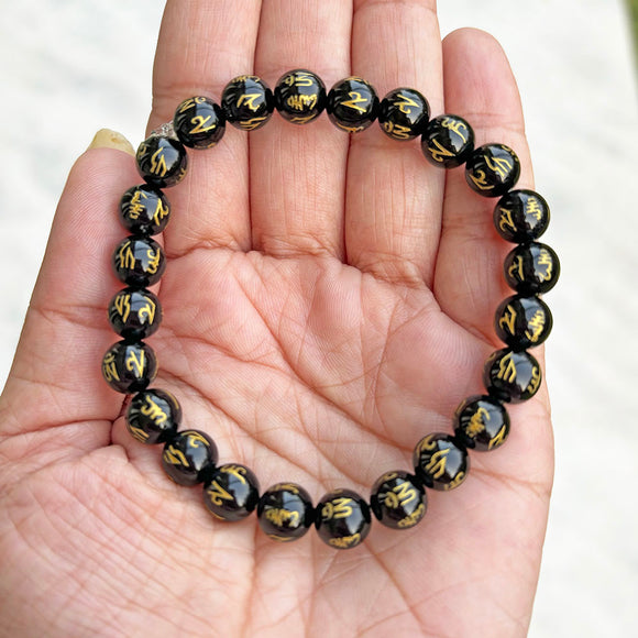 Black Onyx Mantra Beaded Bracelet