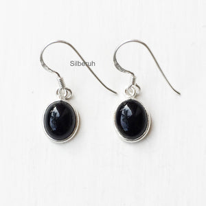 Black Onyx Oval Silver Earring