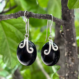 Black Onyx Oval Silver Earring