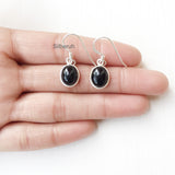 Black Onyx Oval Silver Earring