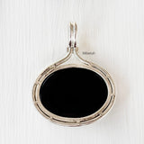 Black Onyx Oval Silver Pendant