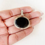Black Onyx Oval Silver Pendant