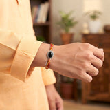 925 Sterling Silver Oval Black Onyx Rakhi for Brother