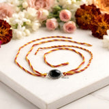 Handmade Black Onyx Silver Rakhi for Raksha Bandhan