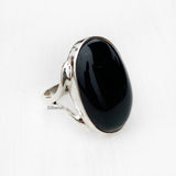 Black Onyx Oval Silver Ring