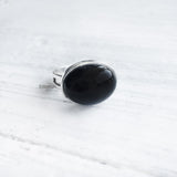 Black Onyx Oval Silver Ring