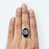 Natural Black Onyx ring – handcrafted 925 silver ring